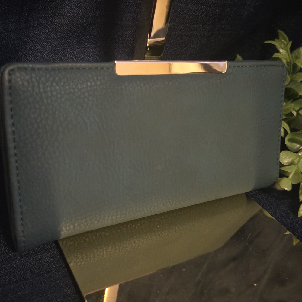Deep Teal Frame Wallet Clutch Slim Card Organizer Wallet Chic Minimalist